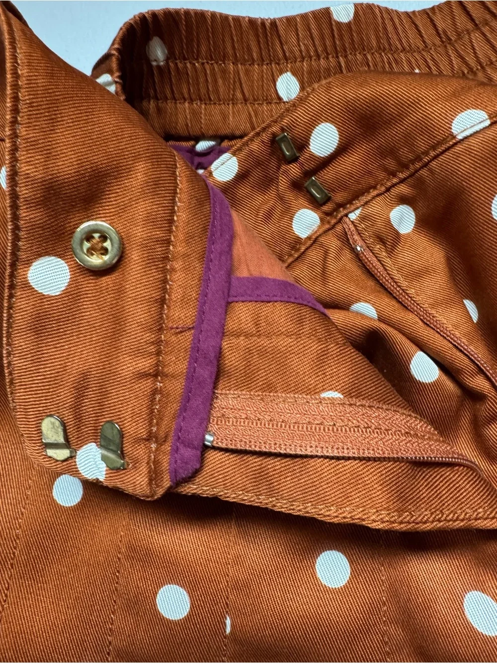 Anthropologie Rust Brown Polka Dot Wide-Leg Jumpsuit